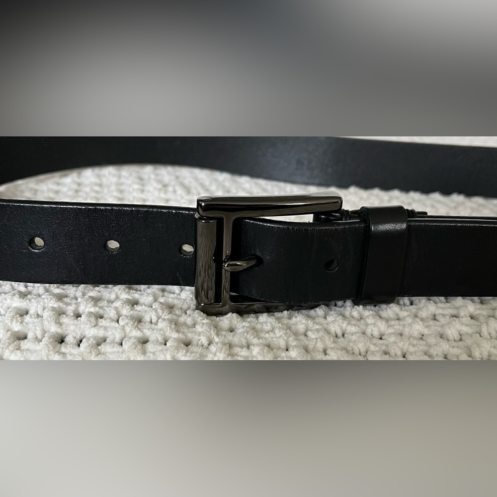 El Portal Men’s Black Italian Leather Belt, Dress/Business; Size M (Approx. 39”)
